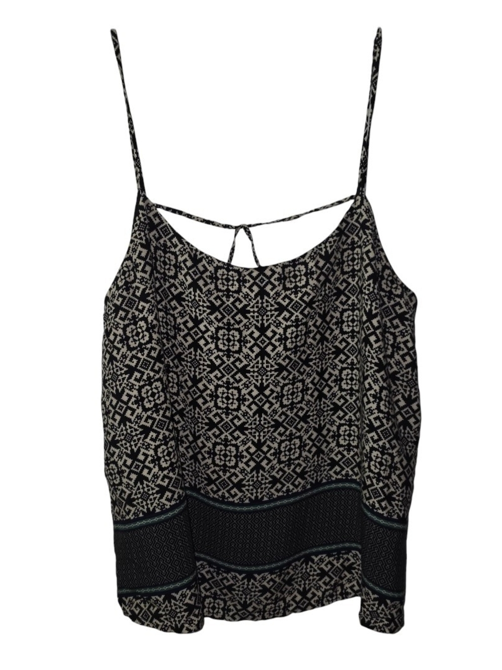 Caren Forbes Black Geometric Sleeveless Blouse Large